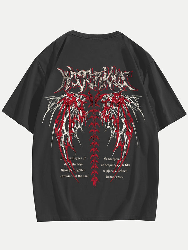 Gothic Pattern Print, Men's Graphic Design Crew Neck T-shirt, Casual Comfy Tees Tshirts For Summer, Men's Clothing Tops For Daily Vacation Resorts