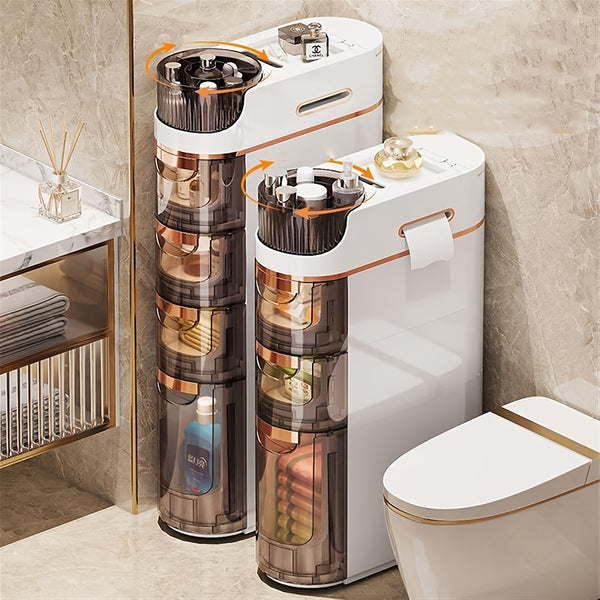 Space-Saving Slimline Bathroom Storage Rack with Multi-Drawer Organizer - Large Capacity, Smooth-Opening Design for Toilet & Study
