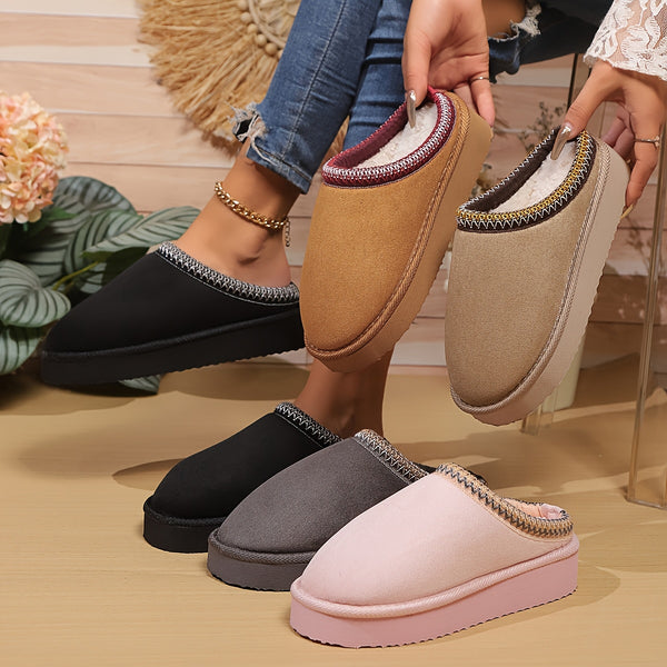 Women'S All-Season Solid Color Fabric Slippers, Soft Anti-Slip EVA Sole, Cozy House Ankle Boots, with Hand Washable for Indoor Warm Footwear