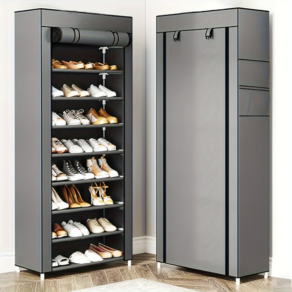 6/8/10 Layer Non-woven Shoe Cabinet With Dust Cover, Space-saving, Portable, and Easy To Assemble