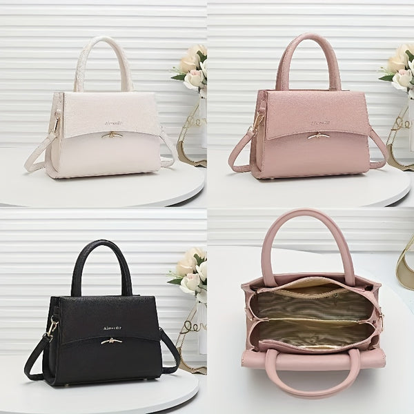 Elegant Mini Handbag, Solid Color Crossbody Bag, Women's Top Handle Flap Purse