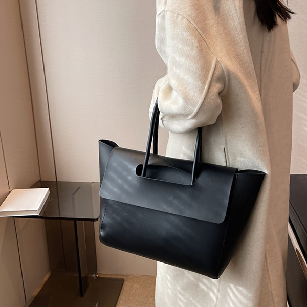 Chic Large Capacity Tote Bag for Women - Vintage-Inspired, Faux Leather, Perfect for Work & Travel - For Fashionable Women - Ideal Gift for Her