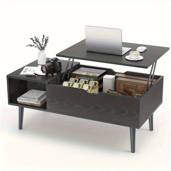 Lift Top Coffee Table for Living Room with Hidden Storage Compartment, With Adjustable Storage Shelf For Living Room, Vintage Style, Durable Wood Construction, Lift-top Drawer Modern Coffee Tables Wood Coffee Table