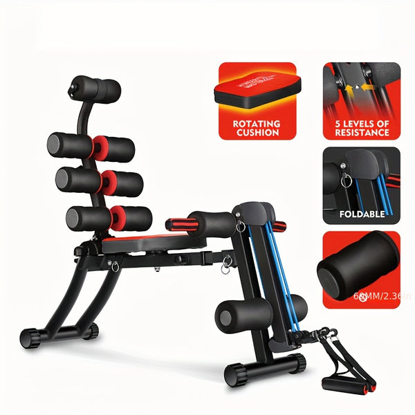 Ultimate Home Gym System - Ab Workout Bench & Rowing Machine for Core Strength Training, Whole Body Exercise Fitness Equipment with Sit Up Machine for Abs and Muscles Exercise