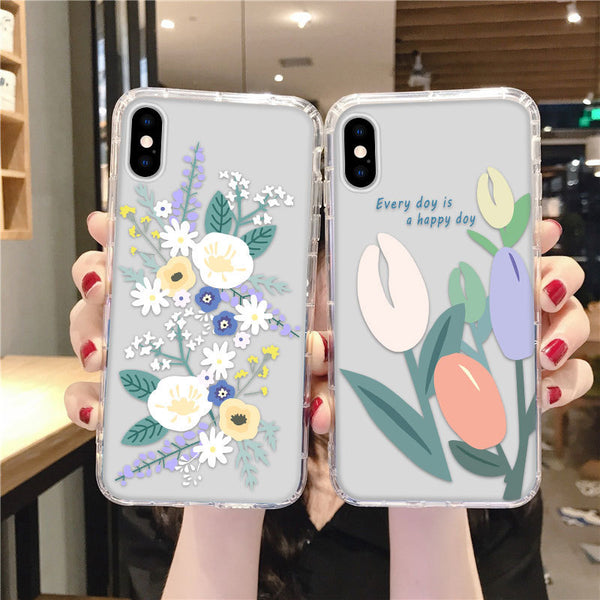 Funda para teléfono con cojín de aire y diseño de flores