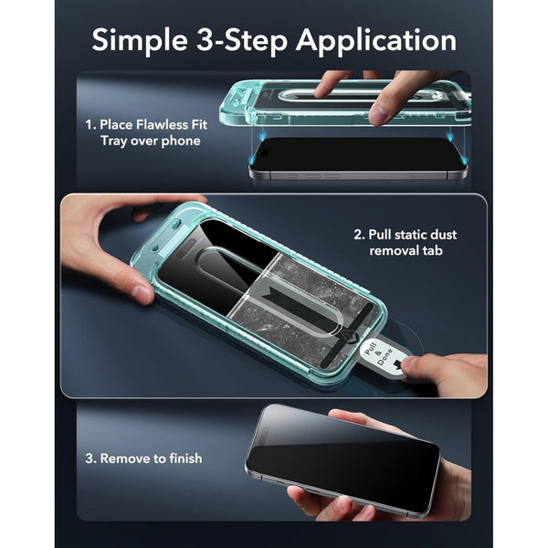 4 Pcs Compatible IPhone 12,13, 14, 15,16 Series pro, plus, pro max, Magic Privacy & Clear HD Screen Protector Auto Alignment Kit, Hard Tempered Glass, Case Friendly, Easy Installation Without Bubbles,