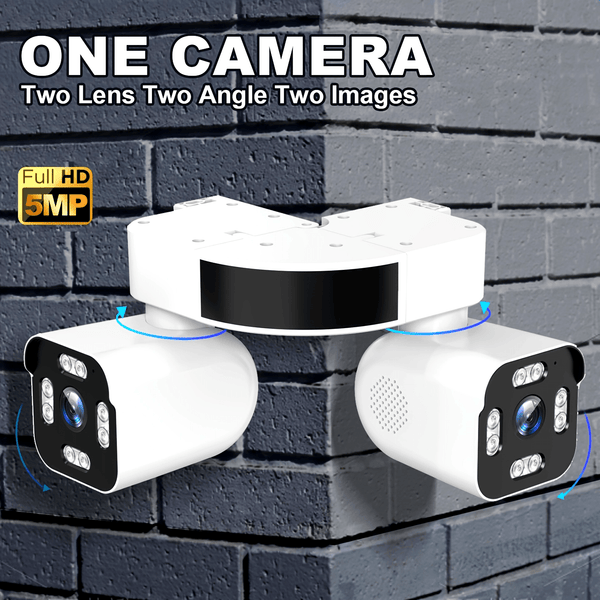 Dual Lens Ptz Security Cameras Wireless Outdoor, 2k Hd Motion Sensor Camera Outside 2.4G Wifi Home Security, 360 Degree Camaras De Seguridad Para Casa Exterior, 2 Way Audio Talk, Night Vision, Siren Alarm