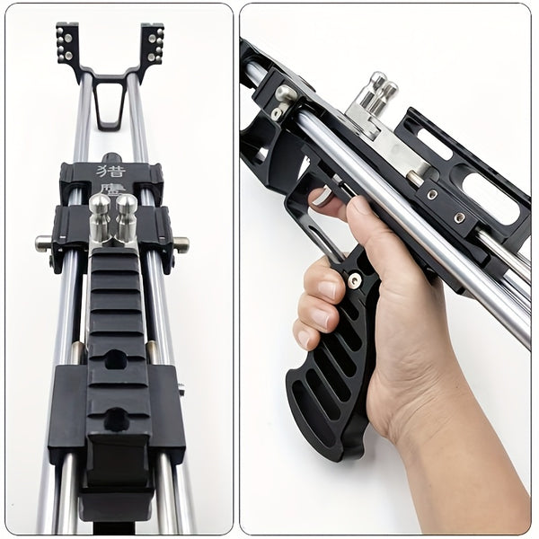 High-Precision DIY Compound Bow Slingshot Kit - Durable Black Alloy, Telescopic Long Pole Design for Accurate Outdoor Hunting & Shooting - Includes 100 Metal Slingshots, Targets & Accessories - Ideal for Men, Perfect for Holidays