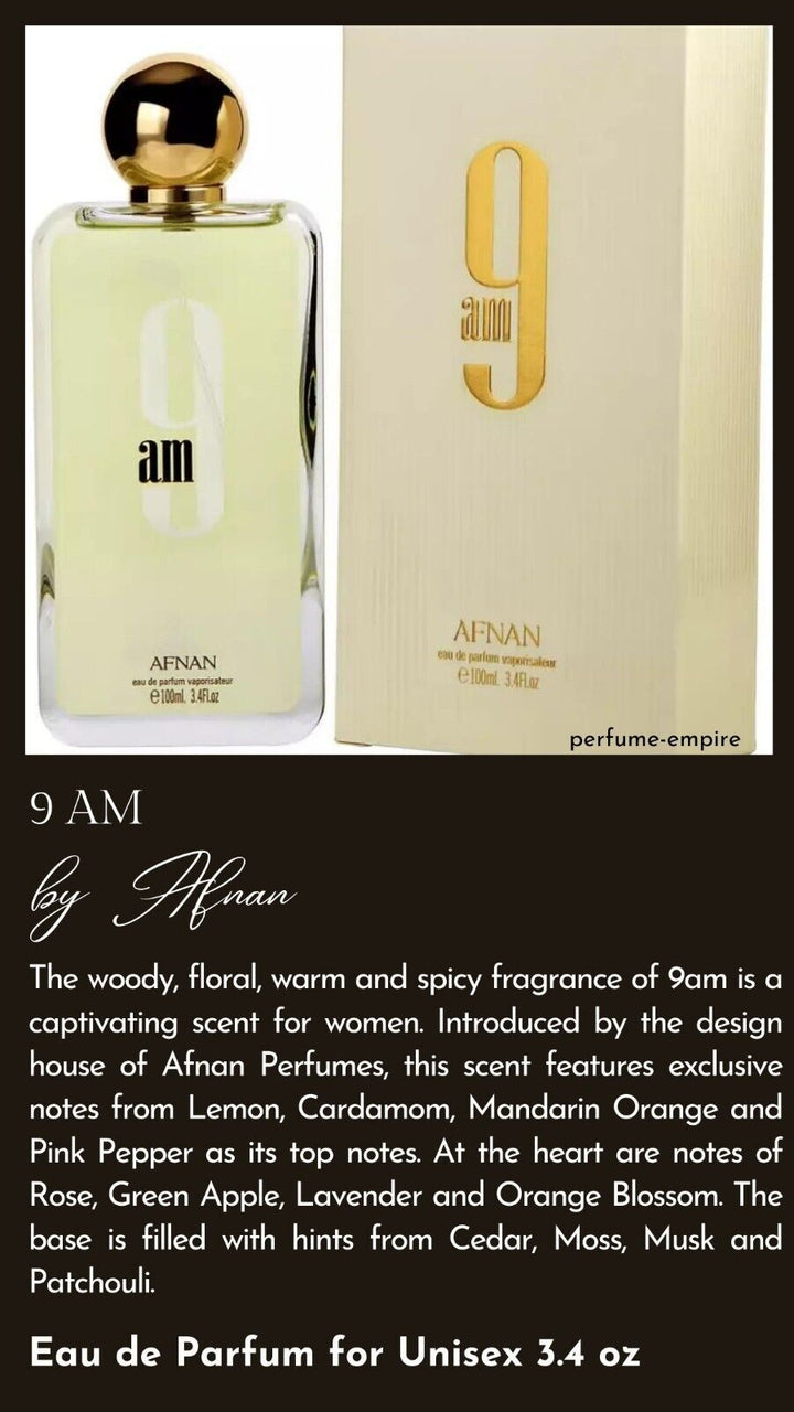 9 Am by Afnan Perfume for Unisex 3.3 / 3.4 Oz New in Box