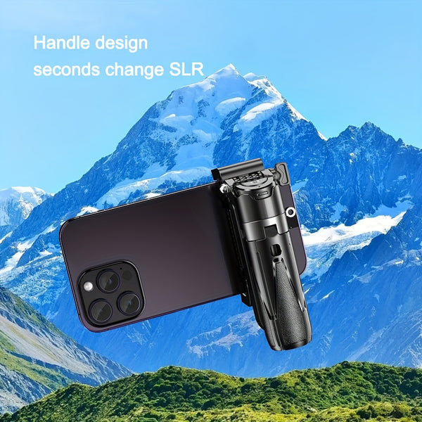 Elegant and Portable Smartphone Selfie Stick with One-Touch Deployment, Four-Legged Stand, DSLR-Style Handle, Wireless Remote Control, and Cold Shoe Mount, Includes Complimentary Lanyard Ring