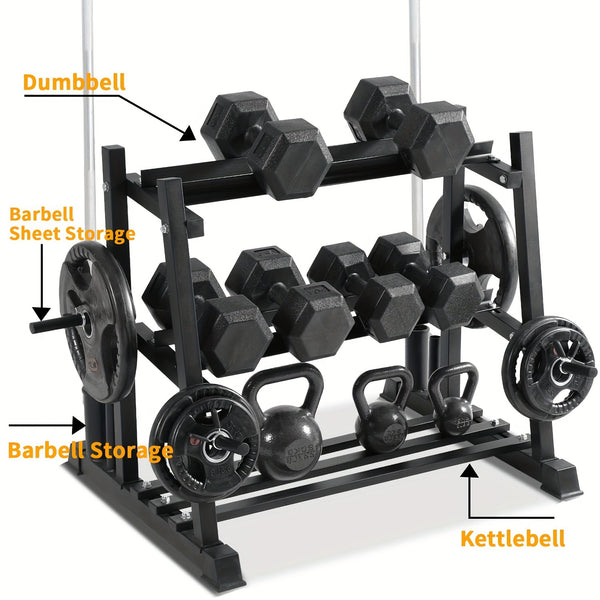 1100LBS Capacity Dumbbell Rack with Airhot Dumbbell Set and Stand, Weight Rack for Home Gym, Kettlebells, and Weight Plates