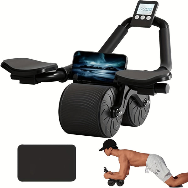 Ab Roller Wheel With Elbow Support, Automatic Rebound Abdominal Wheel, Ab Roller For Abdominal Exercise Machine, Abs Workout Equipment, Trainer Fitness Belly Training For Men & Women