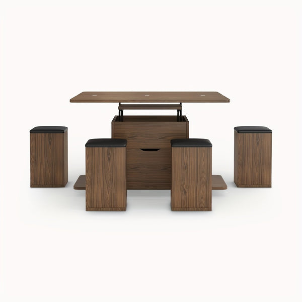 Lift Top Coffee Table With 4 Seats Included And Drawers Walnut For Living Room