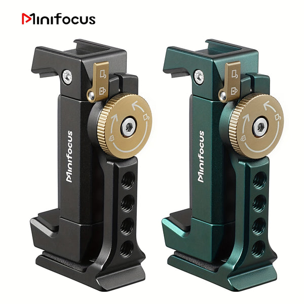 360° Rotating Minifocus Mobile Phone Mount with Quick Release and Arca 38mm Slide Slot - Durable Aluminum Alloy Construction for iPhone, Samsung, and Other Smartphones