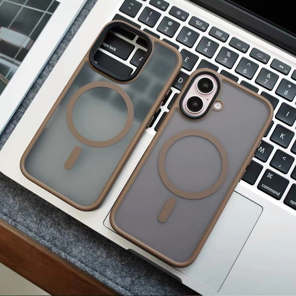 Funda magnética para teléfono, semitransparente, agradable para la piel, con acabado dorado esmerilado de titanio