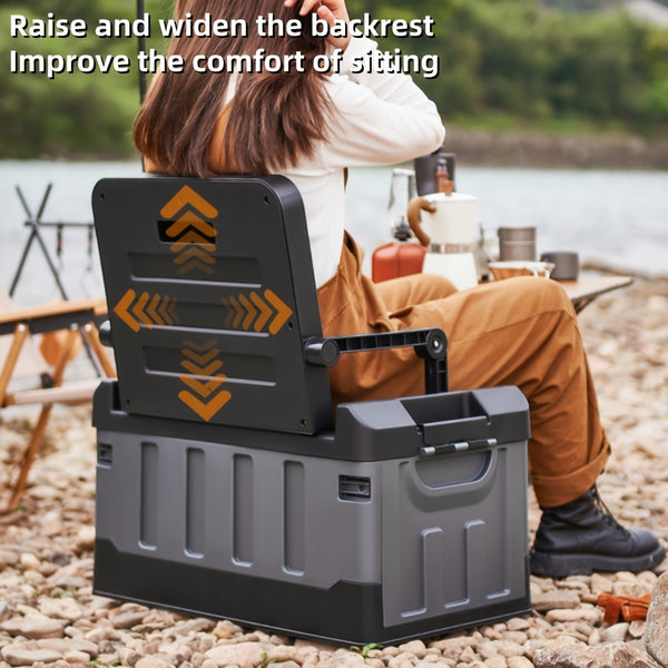 Backrest seat type folding storage box outdoor car fishing stool folding box outdoor leisure camping storage box