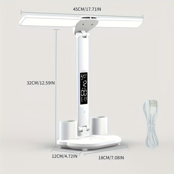 1pc Eye Protection Desk Lamp LED Learning Student Dormitory Charging Reading Desk LED Desk Lamp Folding Intelligent Desk Lamp Bedroom, Room Desk Lamp, Work Night Lamp, Intelligent Desk Lamp, Time Display