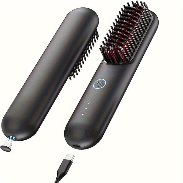 Portable Dual-purpose Hair Straightener - Wireless Negative Ions No Hair Damage Ceramic Coating Straight And Curly Electric Hair Comb - Lightweight, Anti-scalding, Easy To Refill, Home Use