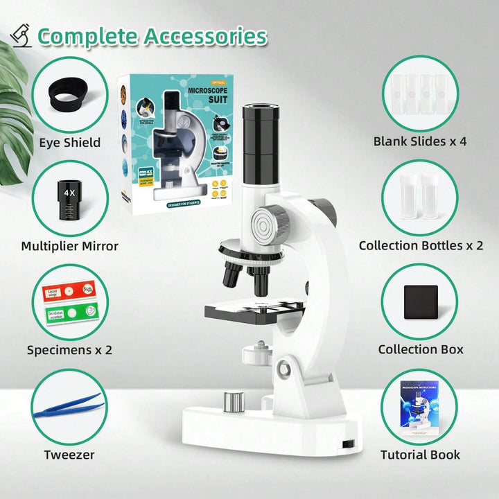 Talking Microscope Kit 200x4800x Talking Educational Microscope For Kids Science Kit With Slides And Accessories White