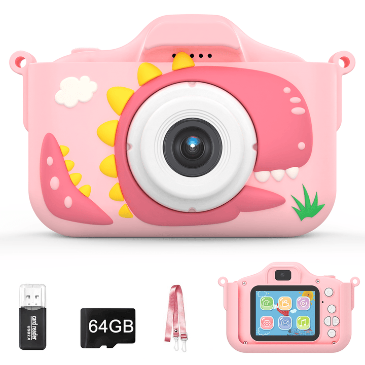 Kids Camera with 64G Memory Card Dual Camera 1080P HD 48 Megapixels with Video Function Five Games Multiple Filters Available Kids Birthday Gift