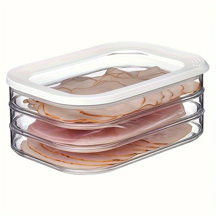 1 Storage Box 3layer PET Plastic Cold Plate Box Set Leakproof Reusable Food Sealed Box Used for Meat Fruits and Vegetables Kitchen Finishing and Storage Kitchen Supplies