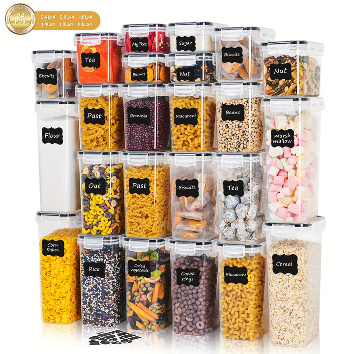 24pcs Airtight Food Storage Containers Set With Lids BPA Free Plastic Dry Food Canisters For Kitchen Pantry Organization And Storage Include Labels