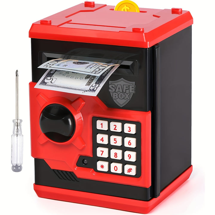 ATM Piggy Bank For Boys Girls  Mini ATM Coin Bank Money Saving Box With Password Kids Safe Money Jar For Adults With Auto Grab Bill Slot Great Gift Toy Bank For Kids