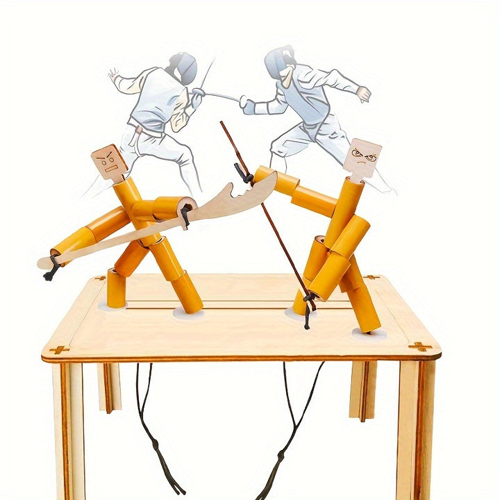 Bamboo Jointed Tabletop Toy Twoplayer Battle Pullstring Doll Desktop Game Interactive Toy