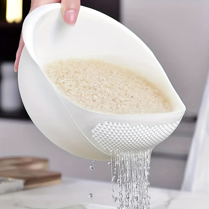 Versatile Kitchen Washing Basket  Perfect for Rice Vegetables  Fruits  Modern Plastic Design with Drainage Feature  Essential Storage Accessory