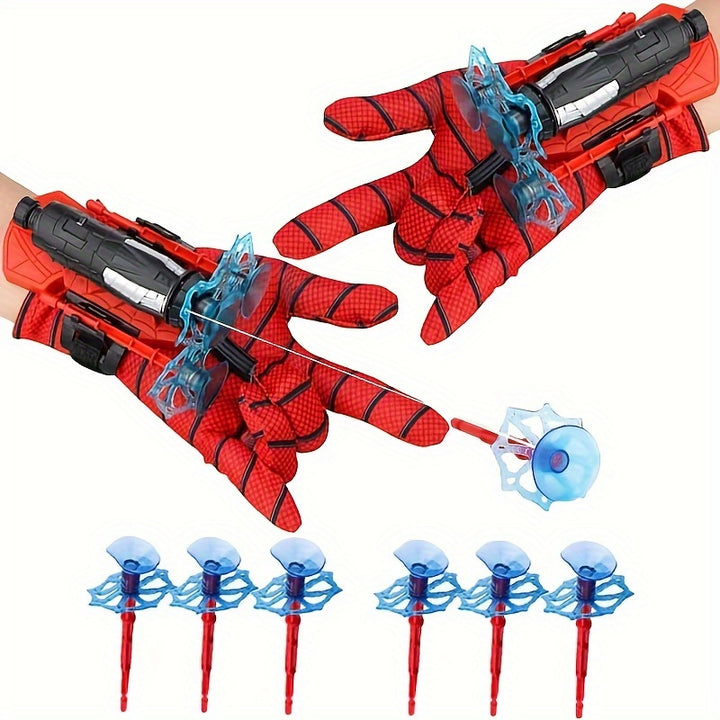  2 Sets Spider Gloves Launcher Toy  Red Plastic MovieInspired RolePlaying Set for Kids Educational  Fun Wrist Toy