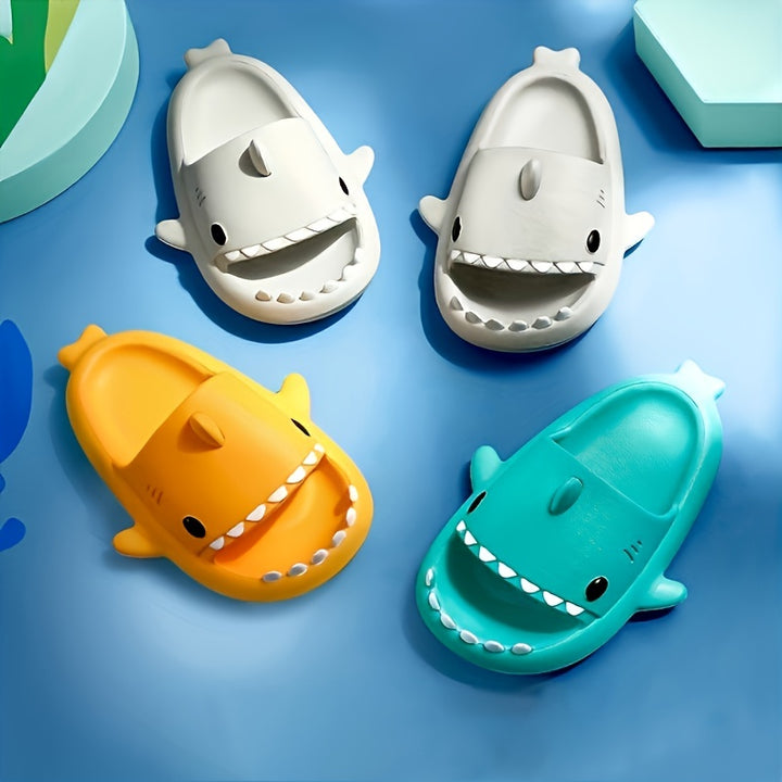 Cartoon Shark Slides Lightweight Cartoon Shark Boys Girls Open Toe Slides For Summer NonSlip