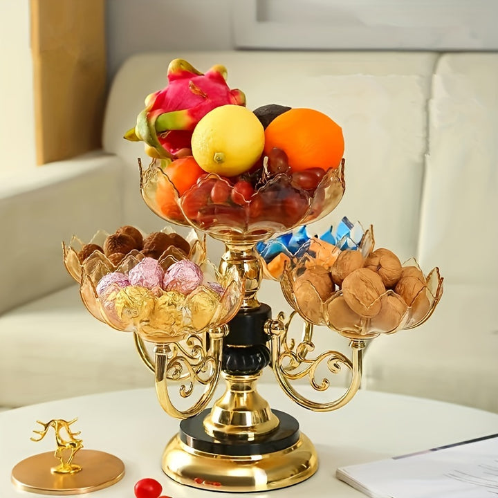 1pc European Style Light Luxury New Style Rotatable MultiLayer Living Room Fruit Plate Snacks Dried Fruit Candies Light Luxury Spring Festival New Year Home Table Decoration Family New Year Gift