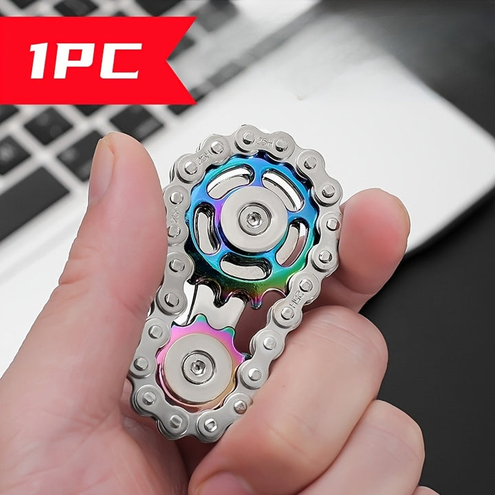 1pc Alloy Fidget Spinner Metal Chain Design Relax Finger Spinner with Smooth Bearings Adjustable Suitable for Ages 14 and Up
