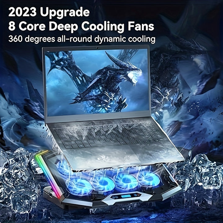 1pc ICE COOREL Core Ice Notebook Cooler Gaming 8Core Silent RGB Exhaust Fan Notebook Stand Silent Computer Cooling Stand Can Be Used as a Valentines Day Gift