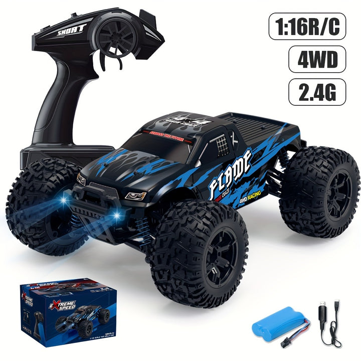 High Speed RC Monster Truck 40KMH High Speed 116 Scale 4WD All Terrain RC Cars  24GHz Remote Control 4X4 Off Road Monster Truck Blue Electric Vehicle Toys