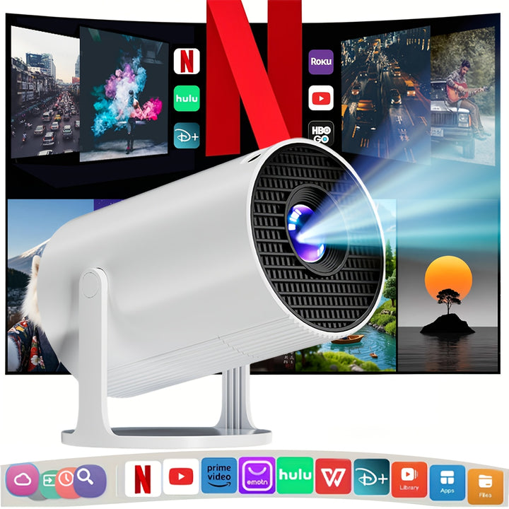 Mini projector home theater projector supports mobile phone screen projection supports 1080P 200ANSI adjustable 180 projection angle suitable for iOS TV stick USB Laptop and other devices