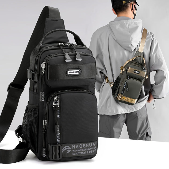 HAOSHUAI Mens Adjustable Crossbody Chest Bag  MultiFunctional Casual Urban Messenger Bag with Multiple Compartments Durable Fabric  Stylish Design for Travel Work Daily Use Highquality Craftsmanship Crossbody Bag