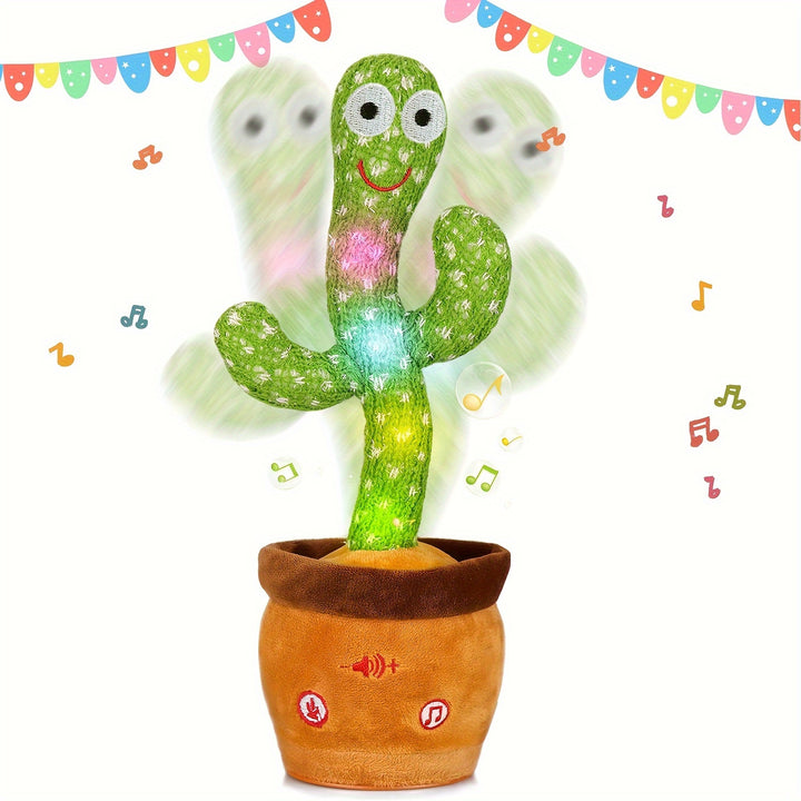 1pc Dancing Cactus Toy with Singing Glowing  Jumping Functions  Adjustable Volume Green Polyester BatteryFree Operation  Whimsical Desert Plant Design in Vibrant Gift Box  Ideal Prank or Holiday Present Cactus Decor