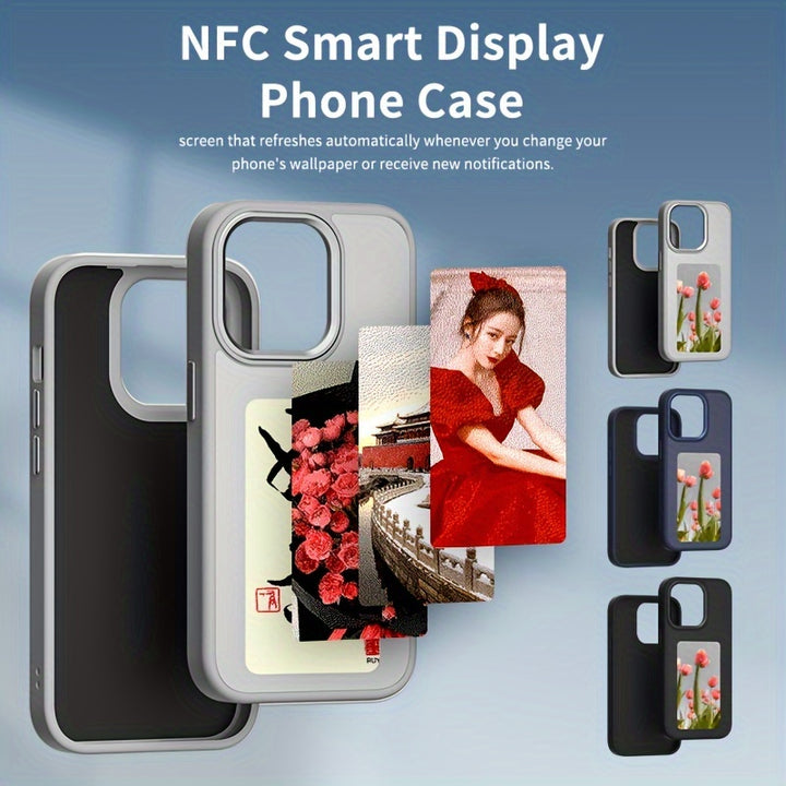 NFC Ink Screen Phone Case NFC Ink Screen Phone Case for iPhone 1315 series  DIY Multifunctions Smart Display Phone Case  Refresh Daily