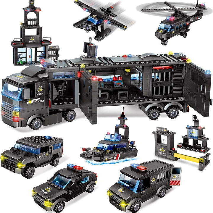 City Police Station Building KitSwat Police Mobile Command Center Truck Helicopters Building Blocks Toy Best Learning  Role Play Swat Toy Gift for Boy And Girl Age 612