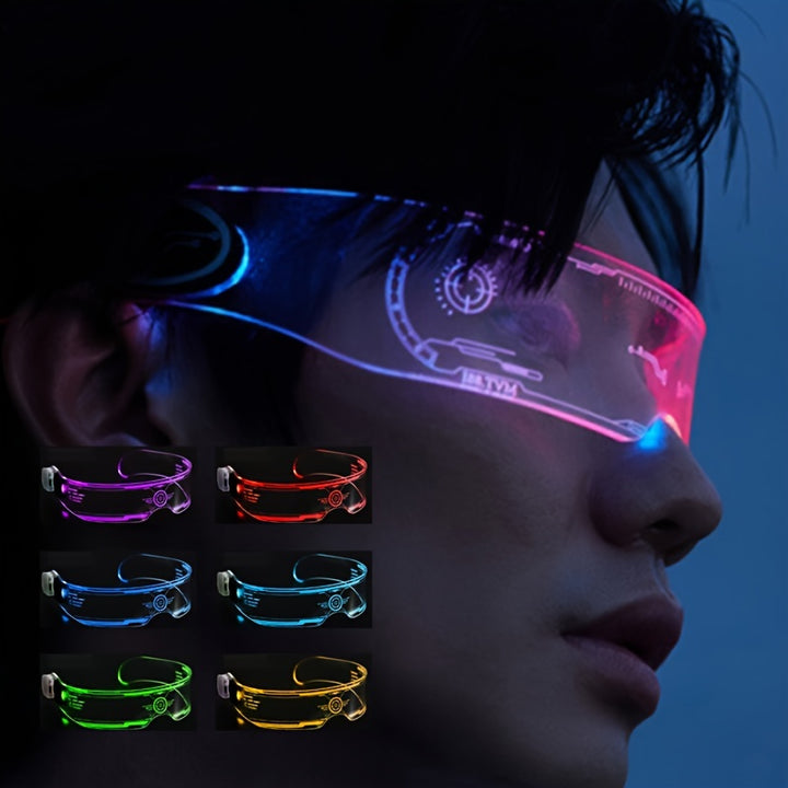 7 Color Durable LED LightUp Glasses  Cyberpunk SciFi Goggles for Parties Music Festivals  Night Outs with Premium Plastic Frame