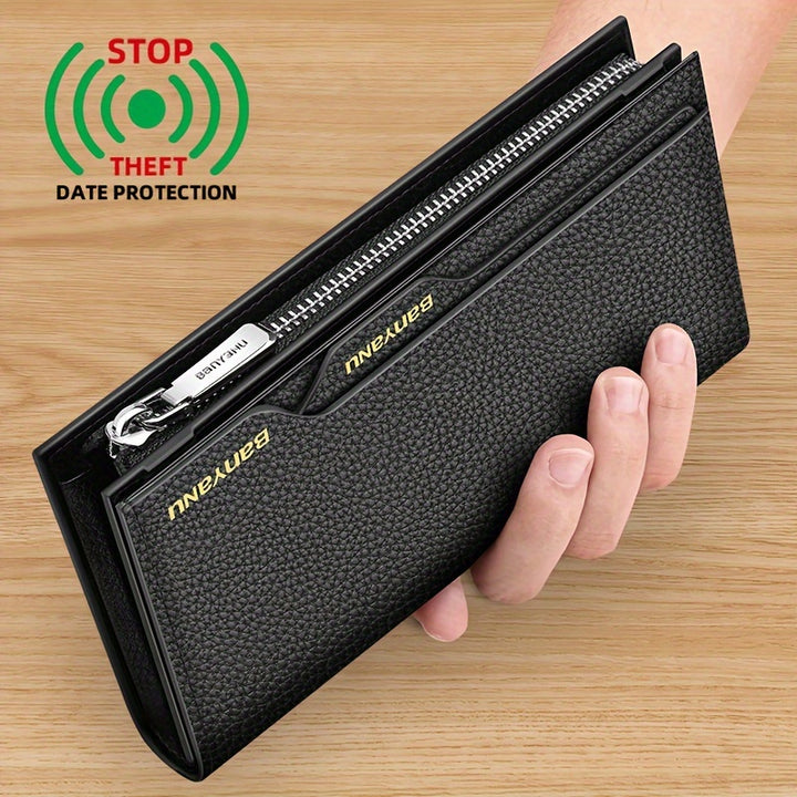 BANYANU Genuine Leather Clutch Wallet For Men RFID Blocking Large Capacity 26 Card Slots  Phone Pockets 2 ID Windows Luxury Gifts For Men Husband
