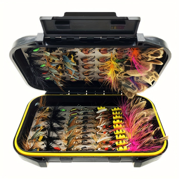 Fly Fishing Flies Kit 24100Pcs Handmade Fly Fishing Artificial Fly Baits Lures with DryWet Flies Streamers Fly Assortment Trout Bass Fishing with Fly Box