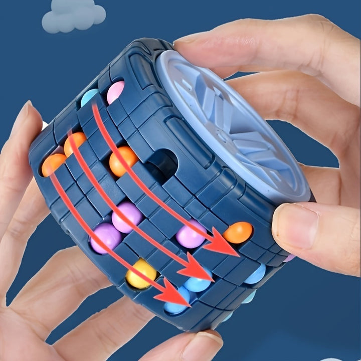 3D Cylinder Puzzle Toy  Magic Bean Gyro Spinner  StressRelief Brain Teaser for Youngsters  Adults  Educational Slider Game in Red Blue Black  Ideal for Halloween Christmas Thanksgiving Gifts