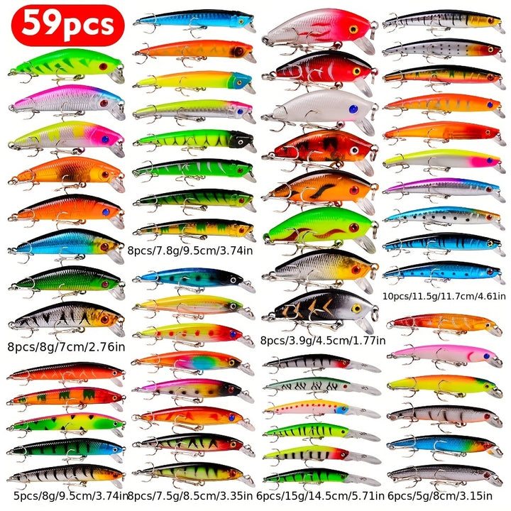204859PCS Fishing Lure Set  AllPurpose Mixed Baits for Catching Bass Miro and More  Free Mixed Soft Baits  Hard Baits