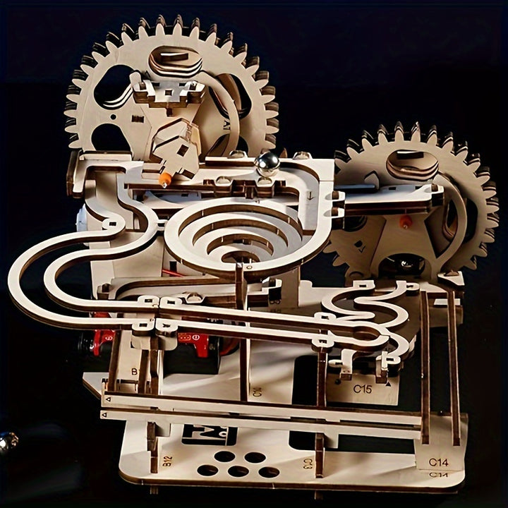Wooden Puzzle Brain Teaser Model Kit with Interlocking Gears Levers and Motorized Movement for Creative Thinking and Fun Ideal Gift for Ages 14 with Easy Storage