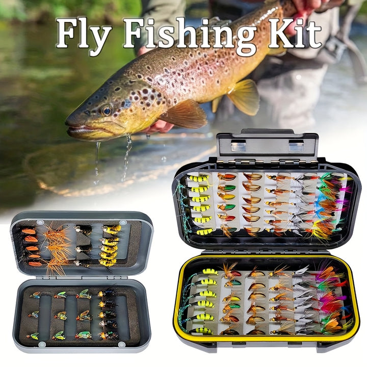 3072pcs QIEVCRME Fly Fishing Flies Set Mixed Color Rayon Material Artificial Bionic Nymph Moth Fishing Baits with Flies Box for Trout Fishing New Year Christmas ValentineS Day